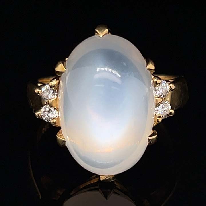 Gumps Yellow Gold Cabochon Moonstone Ring 1 Gumps Yellow Gold Cabochon Moonstone Ring
