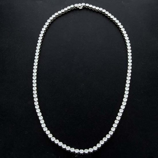 White Gold Bezel Set Diamond Riviera Necklace 1