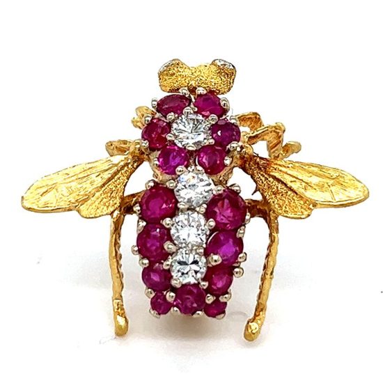 Ruby And Diamond Bee Pin