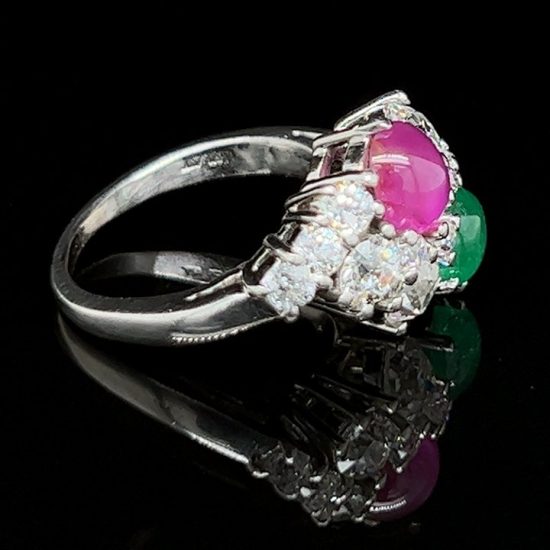 Milton Schepps Ruby, Emerald And Diamond Ring 3