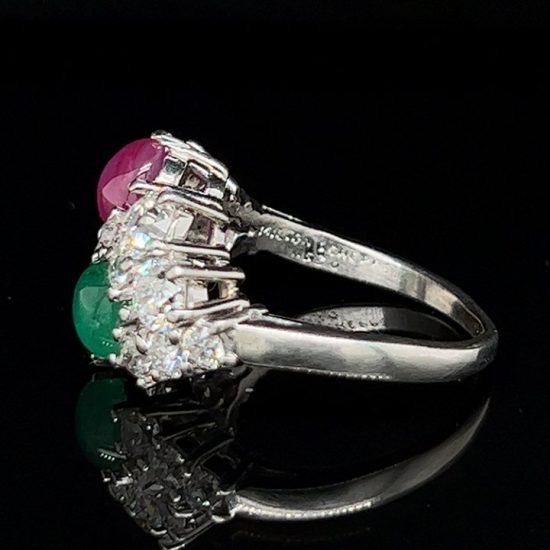 Milton Schepps Ruby, Emerald And Diamond Ring 4