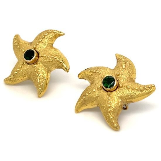 18 Kt Yellow Gold Starfish Earrings 1