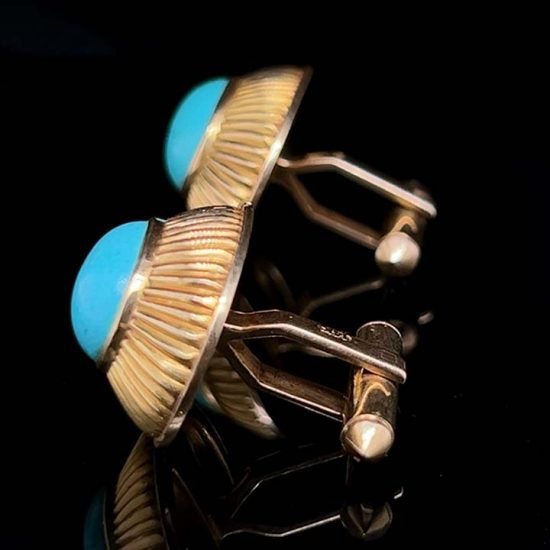 Gold Turquoise Cuff Links 3