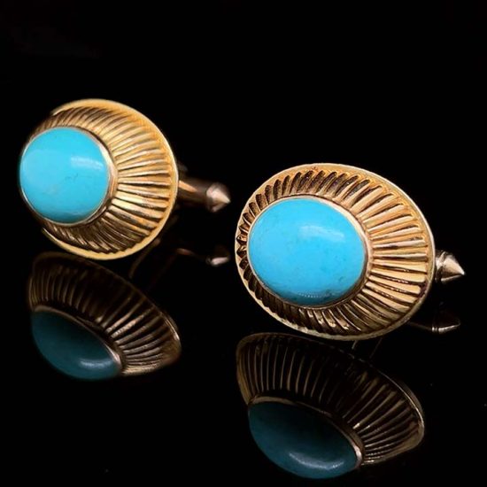 Gold Turquoise Cuff Links 2