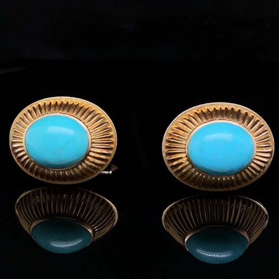 Gold Turquoise Cuff Links 1