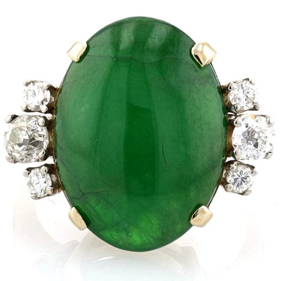 Jade And Diamond Solitaire Ring 6