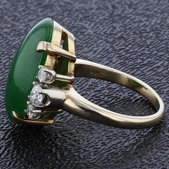 Jade And Diamond Solitaire Ring 2