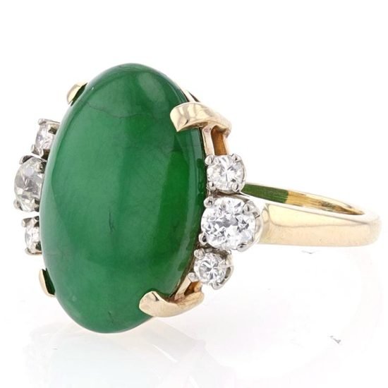 Jade And Diamond Solitaire Ring 7