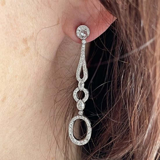 Platinum And Diamond Drop Earrings 3