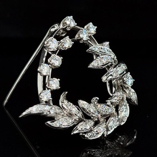 White Floral Diamond Heart Pin Pendant 3