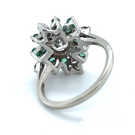 Emerald And Diamond Cluster Ring 7