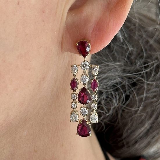 Ruby &Amp; Diamond Chandelier Drop Earrings 3