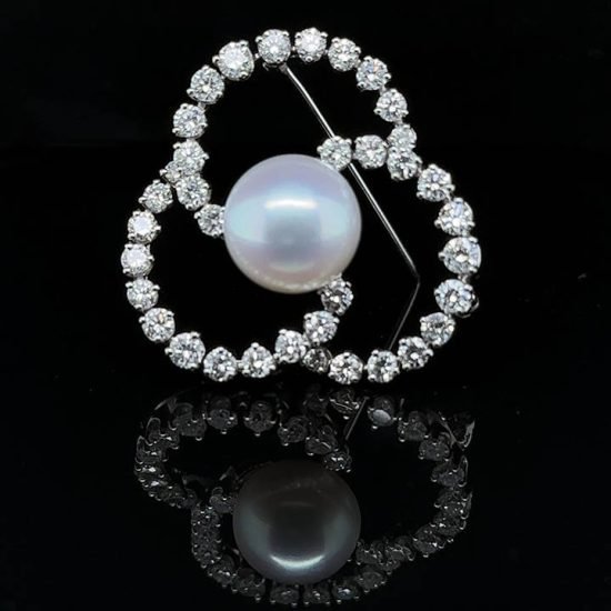 Tiffany &Amp; Co. Platinum South Sea Pearl &Amp; Diamond Pin 2