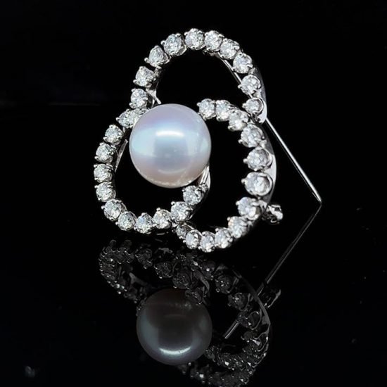 Tiffany &Amp; Co. Platinum South Sea Pearl &Amp; Diamond Pin 7