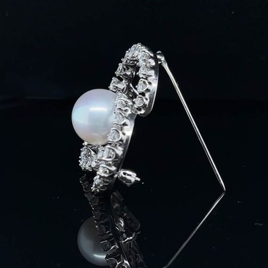 Tiffany &Amp; Co. Platinum South Sea Pearl &Amp; Diamond Pin 6