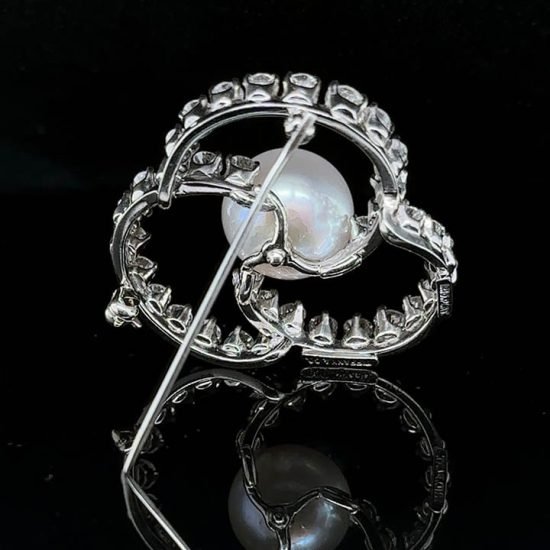 Tiffany &Amp; Co. Platinum South Sea Pearl &Amp; Diamond Pin 5