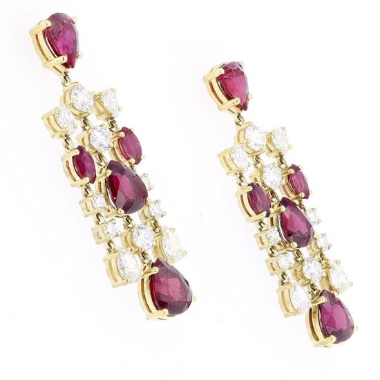 Ruby &Amp; Diamond Chandelier Drop Earrings 2