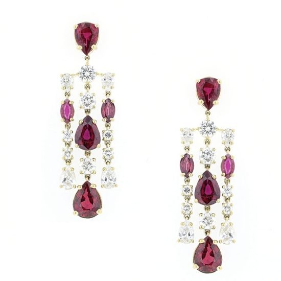 Ruby &Amp; Diamond Chandelier Drop Earrings 1