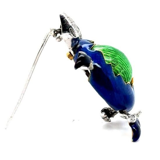 Turtle Pin In Green And Blue Guilloche Enamel 5