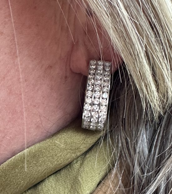 Pave Diamond Hoop Earrings In White Gold 4