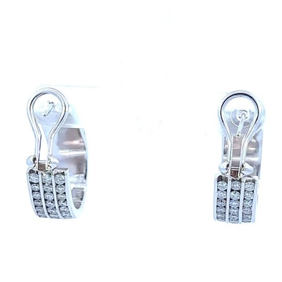 Pave Diamond Hoop Earrings In White Gold 3