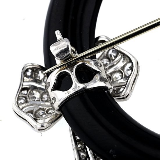 Black Star &Amp; Frost Art Deco Carved Onyx &Amp; Diamond Circle Pin 5
