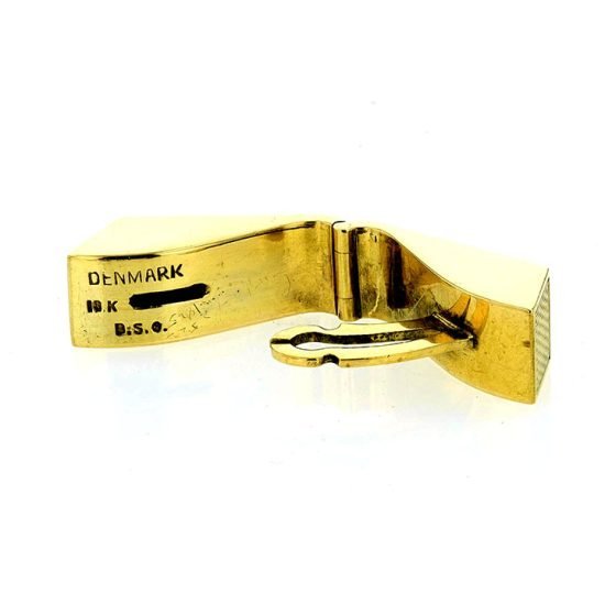 Danish Engine Turned 18Kt Gold Cuff Links - Image 3