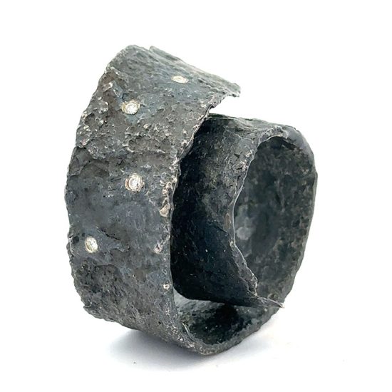 Emanuela Duca Blackened Silver And Diamond Roman Coiled Ring 1