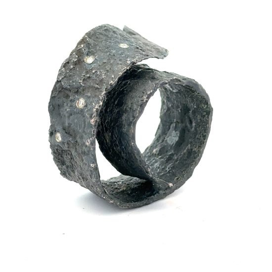 Emanuela Duca Blackened Silver And Diamond Roman Coiled Ring 2