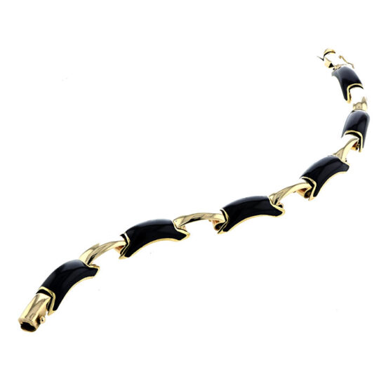 Black Enamel And Gold Retro Bracelet 2