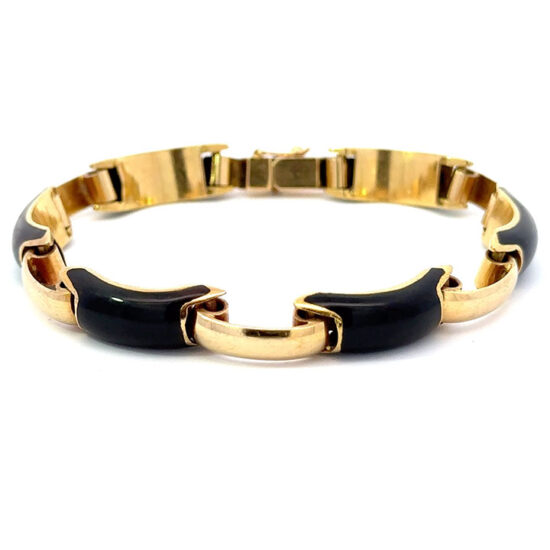 Black Enamel And Gold Retro Bracelet 1
