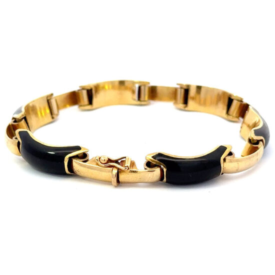 Black Enamel And Gold Retro Bracelet 3