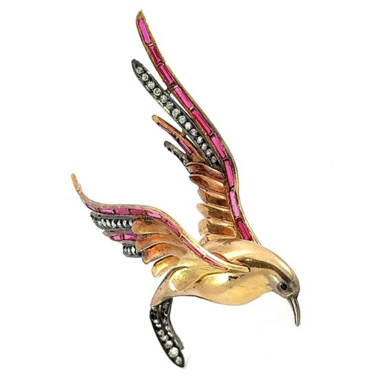 Swallow Bird In Flight In Yellow Gold