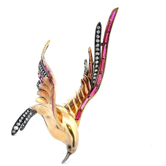 Swallow Bird In Flight In Yellow Gold - Image 3