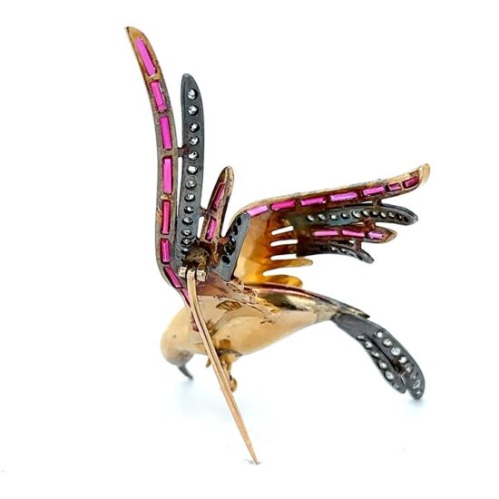 Swallow Bird In Flight In Yellow Gold - Image 2