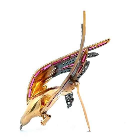 Swallow Bird In Flight In Yellow Gold - Image 4
