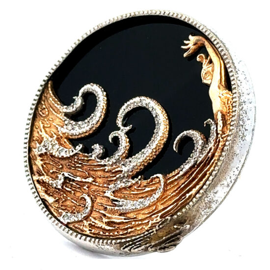 Erte Limited Edition Yellow Gold And Sterling Silver And Diamond Aphrodite Brooch 5