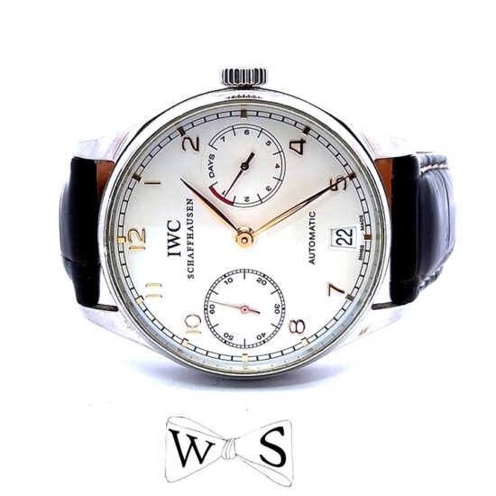 International Watch Company Iwc Schaffhausen Portuguieser Automatic Power Reserve Strap Watch 1
