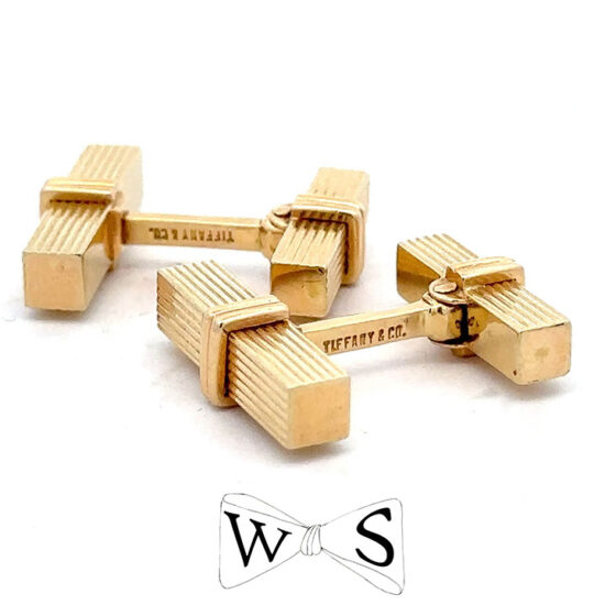 Tiffany Yellow Gold Fluted Cuff Links 4