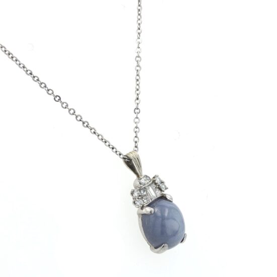 Star Sapphire And Diamond Drop Pendant 2