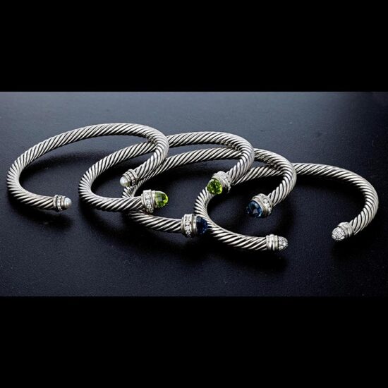 David Yurman Ny Set Of 4 Stacking Cable Design Bangle Bracelets; 1