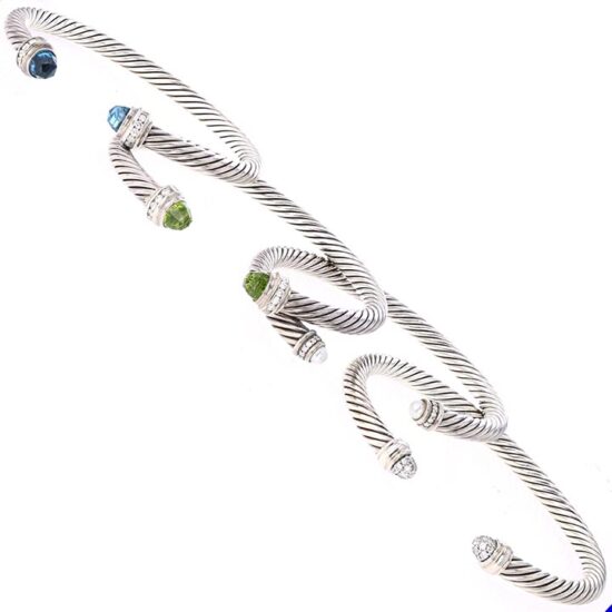 David Yurman Ny Set Of 4 Stacking Cable Design Bangle Bracelets; 3
