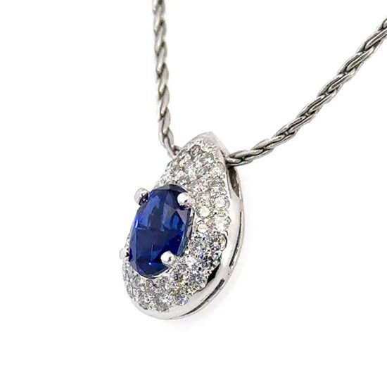 White Gold Sapphire And Diamond Pear Shaped Drop; 2