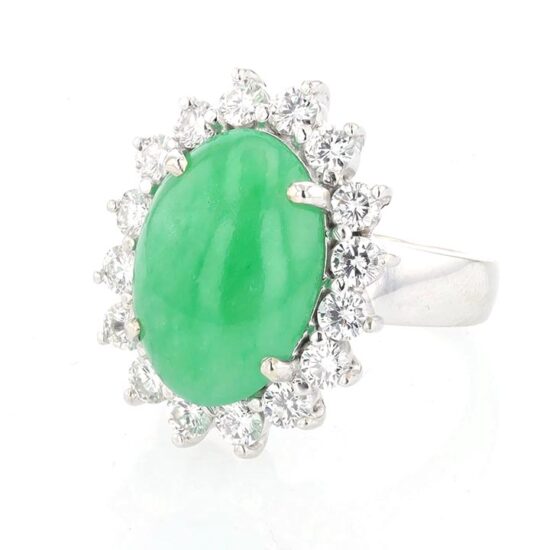 Jade And Diamond Cluster Ring 5