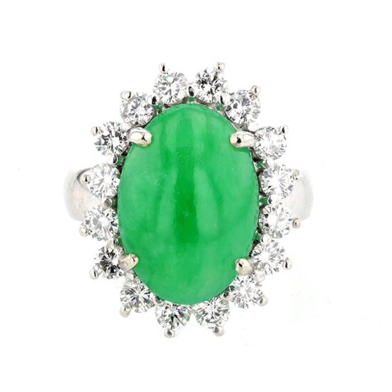 Jade And Diamond Cluster Ring 1