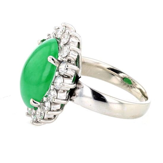 Jade And Diamond Cluster Ring 4