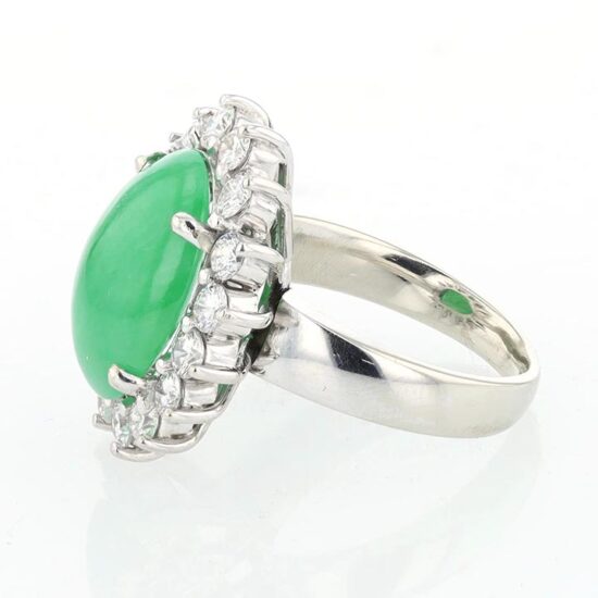 Jade And Diamond Cluster Ring 2