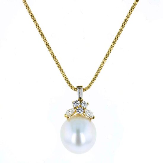 South Sea Pearl And Diamond Drop Pendant And Chain 2