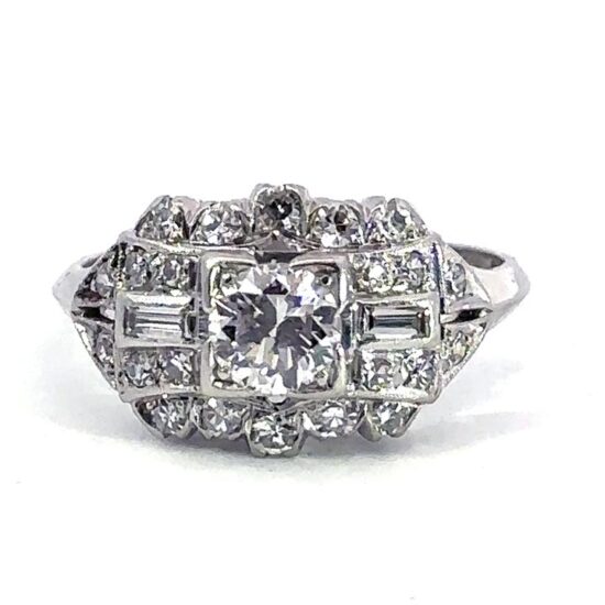 Deco Platinum Diamond Engagement Ring 2