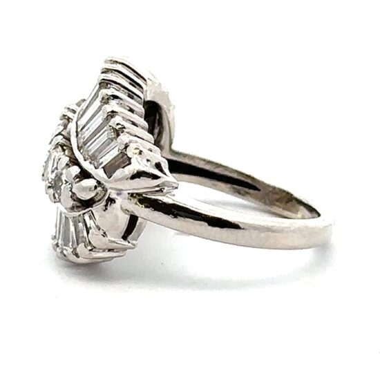 1950'S Platinum Diamond Wave Ring 4